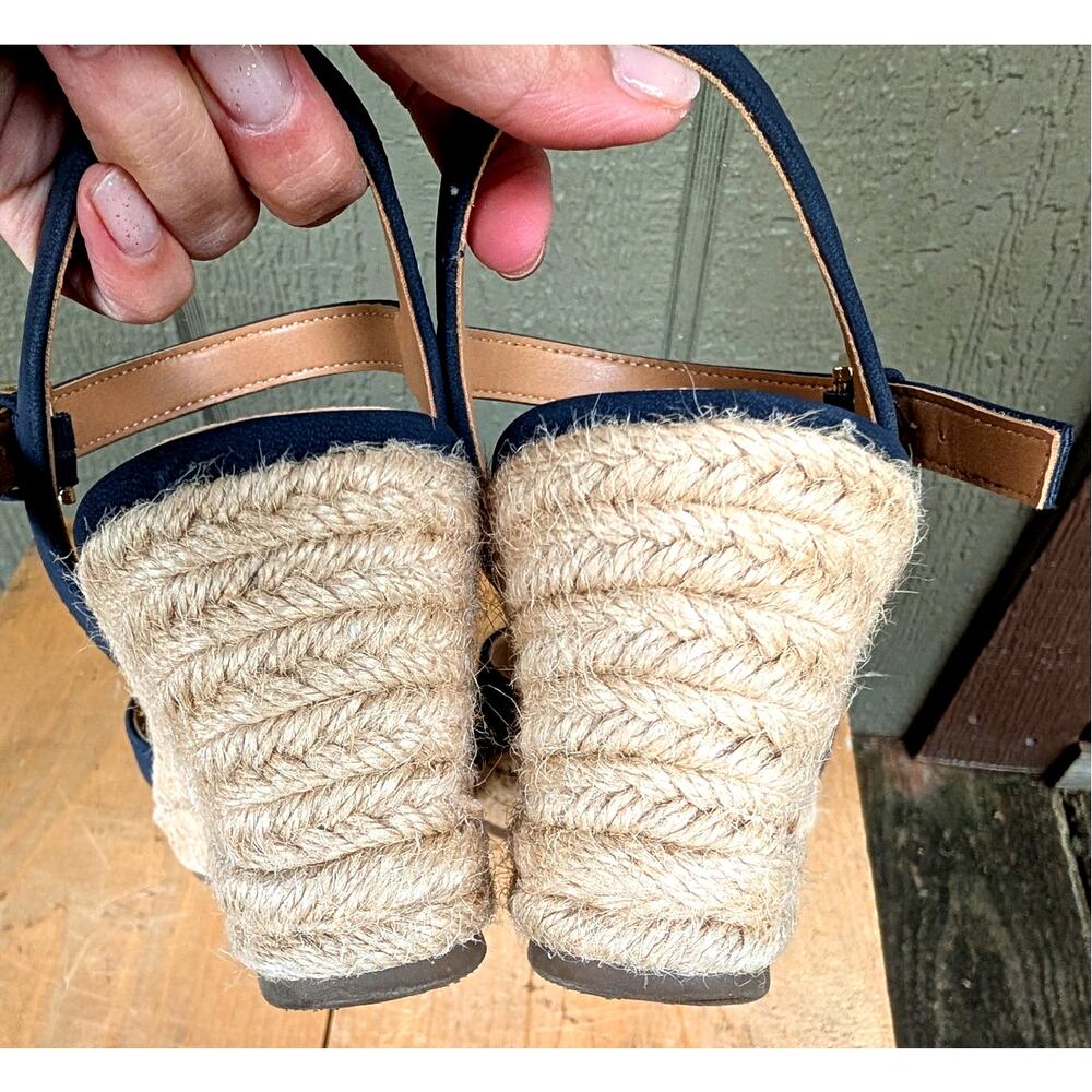 Tommy Hilfiger Gallie wedge espadrille sandals Navy Blue Size 6.5 LIKE NEW - Picture 5 of 8